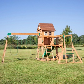 Backyard Discovery Spielturm, braun grün, Holz, Zeder, 490x470x290 cm - braun, gelb