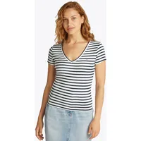 Tommy Jeans Dw0dw17385 Kurzarm-T-Shirt Mit V-ausschnitt Ecru / Navy