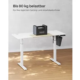 Songmics elektrisch höhenverstellbarer Schreibtisch weiß rechteckig, C-Fuß-Gestell weiß 140,0 x 60,0 cm