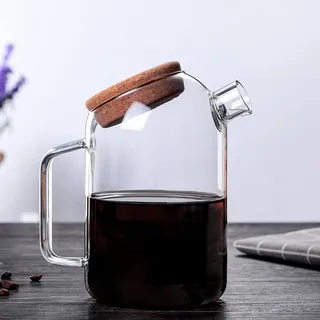 Glaskaraffe mit Korkdeckel,Heiß/Kaltwasserkrüge,Glas Teekanne,Hitzebeständig Teekanne,Glaskrug für Getränke,,dickere und stärkere Wasserkrug Glas,für Saft Wasser Getränke Eistee Wein Kaffee (1000ML)