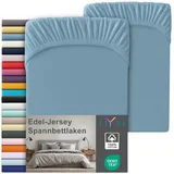 nyvi Spannbettlaken Jersey 90-100 x 200 cm blau 2 St.