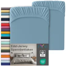 nyvi Spannbettlaken Jersey 90-100 x 200 cm blau 2 St.