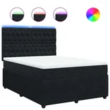 vidaXL Boxspringbett mit Matratze Schwarz 140x200 cm Samt