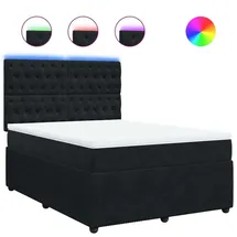 vidaXL Boxspringbett mit Matratze Schwarz 140x200 cm Samt