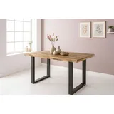 Esstisch 140x80cm Mangoholz gerade Kante U-Gestell schwarz RIO - Schwarz/Naturbelassen