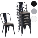heute wohnen 6er-Set Stuhl HWC-A73 inkl. Holz-Sitzfl√§che, Bistrostuhl Stapelstuhl, Metall Industriedesign stapelbar ~ schwarz
