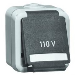 Peha - US NEMA-Steckdose 1fach, grau 5-15 R, 15 A 125 V, Beschriftung