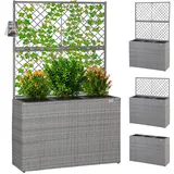 CASARIA Blumenkasten 3 Innentöpfe Polyrattan Grau