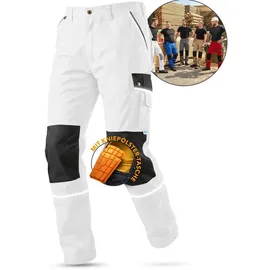 tmg international Arbeitshose Arbeitshose Bundhose Cargohose Style Arbeitshose Herren mit Kniepolstertaschen in Übergrößen erhältlich weiß 58