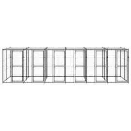vidaXL Outdoor-Hundezwinger Stahl mit Überdachung 14,52 m2