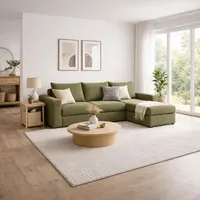 Ecksofa L NICO für 3 Personen mit Schlaffunktion POSO 47 | MIPLO - Grün/dunkelgrün