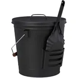 Relaxdays Ascheeimer mit Deckel 19 l schwarz