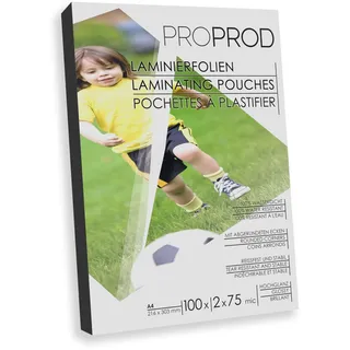 ProProd Premium Laminierfolien, 100 Stück, A4, 2 x 75 Mikrometer, hochglanz