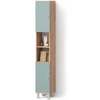 Livinity® Badschrank, Eiche Wotan, Braun, 6 Fächer, Quadratisch, 30x190x30
