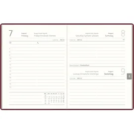 Zettler Taschenkalender bordeaux 2026 - Bürokalender 10,2x14,2 - 1 Tag auf 1 Seite - flexibler Kunststoffeinband - Stundeneinteilung 7 - 19 Uhr - 610-1011