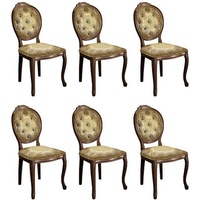 Casa Padrino Esszimmerstuhl Barock Esszimmerstuhl Set Mehrfarbig / Braun - 6 Handgefertigte Küchen Stühle im Barockstil - Barock Esszimmer Möbel