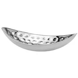 Edelstahl Schale oval 21 x 40 cm, Schale in aufwendiger Hammerschlag-Optik