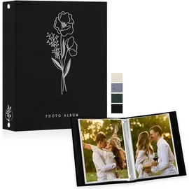 luxuskollektion Fotoalbum Einsteckalbum Leinen Hochformat Bilder A5 50 Fotos Schwarz