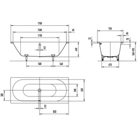 Kaldewei Classic Duo Einbau-Badewanne 75 x 170 cm (290700010676)