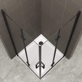 iflair i-flair Duschkabine Belle mit Falttüren, Eckduschkabine aus durchsichtigem Esg Sicherheitsglas in Schwarz - DK63