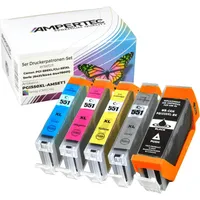 Ampertec 5 Kompatible Tinten ersetzt Canon PGI-550XL+CLI-551XL Multipack KCMY