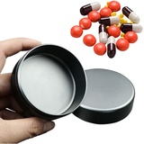 Metall Pillendose Rund, Pillenbox klein Wasserdicht aluminium tablettendose für unterwegs, Tragbare Reise Vitamine Medizin Tablet Organizer Case für Tägliche und Reise