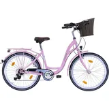 FASHION LINE Cityrad, 6 Gang Shimano TOURNEY TY 300 Schaltwerk, Kettenschaltung, für Damen und Herren, Kettenschaltung rosa 43 cm