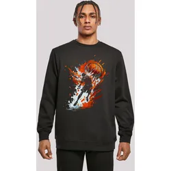 Kapuzenpullover F4NT4STIC "Basketball Splash Orange Sport CREW", Herren, Gr. XS, schwarz, Obermaterial: 50% Baumwolle, 50% Polyester, casual, relaxed fit, Rundhals, Langarm, Pullover, Print