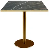 Restootab Tisch Rome goldmetallic 70x70cm - Modell Marmor Samas mit messingfarbenen Kanten