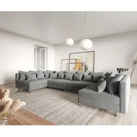 DeLife Wohnlandschaft Clovis XL Grau Flachgewebe Modulsofa