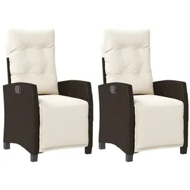 vidaXL Gartensessel mit Fußteil 58,8 x 69,4 x 34,3 cm braun 2 St.