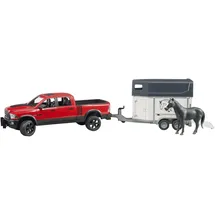 Bruder 02501 - RAM 2500 Power Wagon mit Pferdeanhänger rot/weiß 1:16
