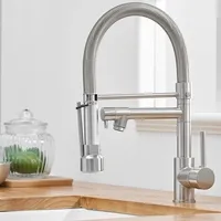 Cyslmuk - Küchenarmatur, Küchenarmatur mit Brause, Küchenspüle, Küchenarmatur, Küchenarmatur mit Brause, gebürstetes Nickel