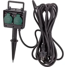 DEMA - 4-fach Gartensteckdose Steckdose mit Erdspieß + 10 m Kabel