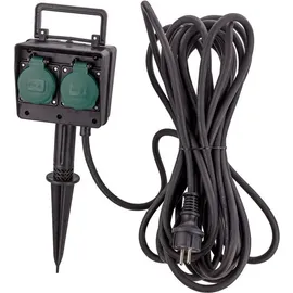 DEMA - 4-fach Gartensteckdose Steckdose mit Erdspieß + 10 m Kabel