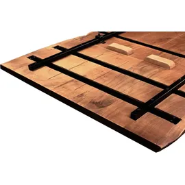 SAM Outillage Esstisch Baumkante Akazie natur 200(300)x100 Ansteckplatten silber ADINA