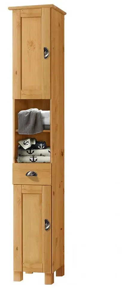 Badezimmer Hochschrank aus Kiefer Massivholz Landhausstil
