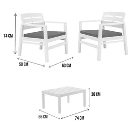 Dmora Outdoor-Lounge-Set 7-tlg. Weiß