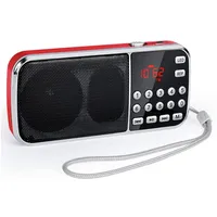 Gontence Kleines Radio, Kofferradio Heavy Bass Lautsprechern Radio Radio (Digital Radio mit Batterie Wiederaufladbare, LED-Taschenlampe) rot