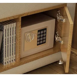 aea Luxus Funktions Bett mit Tresor Laptop Ablage Doppel Ehe Betten xxl Hotel Leder - Beige