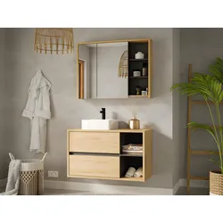 Waschbeckenunterschrank hängend - 100 cm - Naturfarben - PURNAL