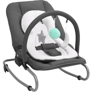 vidaXL Babywippe mit Spielzeugen Sitzpolster 3-Punkt-Sicherheitsgurt Spielbogen Babyschaukel Schaukelwippe Babywiege Liege Anthrazit Stahl