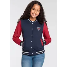 delmao Sweatjacke "für Mädchen", Mädchen, Gr. 164/170, blau (marine, rot), angeraute Sweatware, Obermaterial: 100% Baumwolle, colorblocking, Basic hüftlang, Bündchen, Sweatjacken Sweatjacke, im College-Style