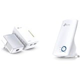 TP-Link WLAN Powerline Adapter Set TL-WPA4220 KIT(WLAN 300Mbit/s, AV600 Powerline) weiß & TL-WA850RE WLAN Verstärker Repeater(300 Mbit/s, WLAN Verstärker, App Steuerung) weiß