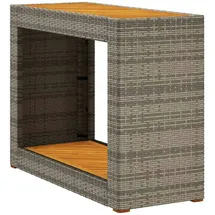vidaXL Garten-Beistelltisch mit Holzplatte Grau Poly Rattan
