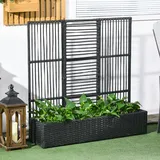 Outsunny Polyrattan Hochbeet mit Rankgitter 103 x 29,5 cm Schwarz