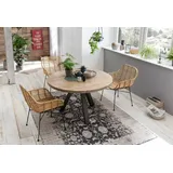 Esstisch SIT "Tops&Tables", beige (natur, antik silberfarben), B:120cm H:76cm T:120cm, Tische, Esstisch, mit Massivholzplatte aus Mangoholz, runder Tisch