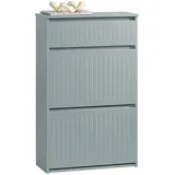 SoBuy Schuhschrank Grau, Holzwerkstoff, 61x100x26 cm, Garderobe, Schuhaufbewahrung, Schuhkipper