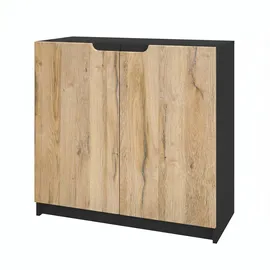 Vladon Logan 82 x 78 x 37 cm Schwarz matt / Eiche Natur