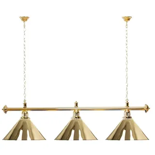 Billiard-Royal Billardlampe mit 3 Schirmen Gold Goldfarbene Halterung als Hängelampe für Billardtische